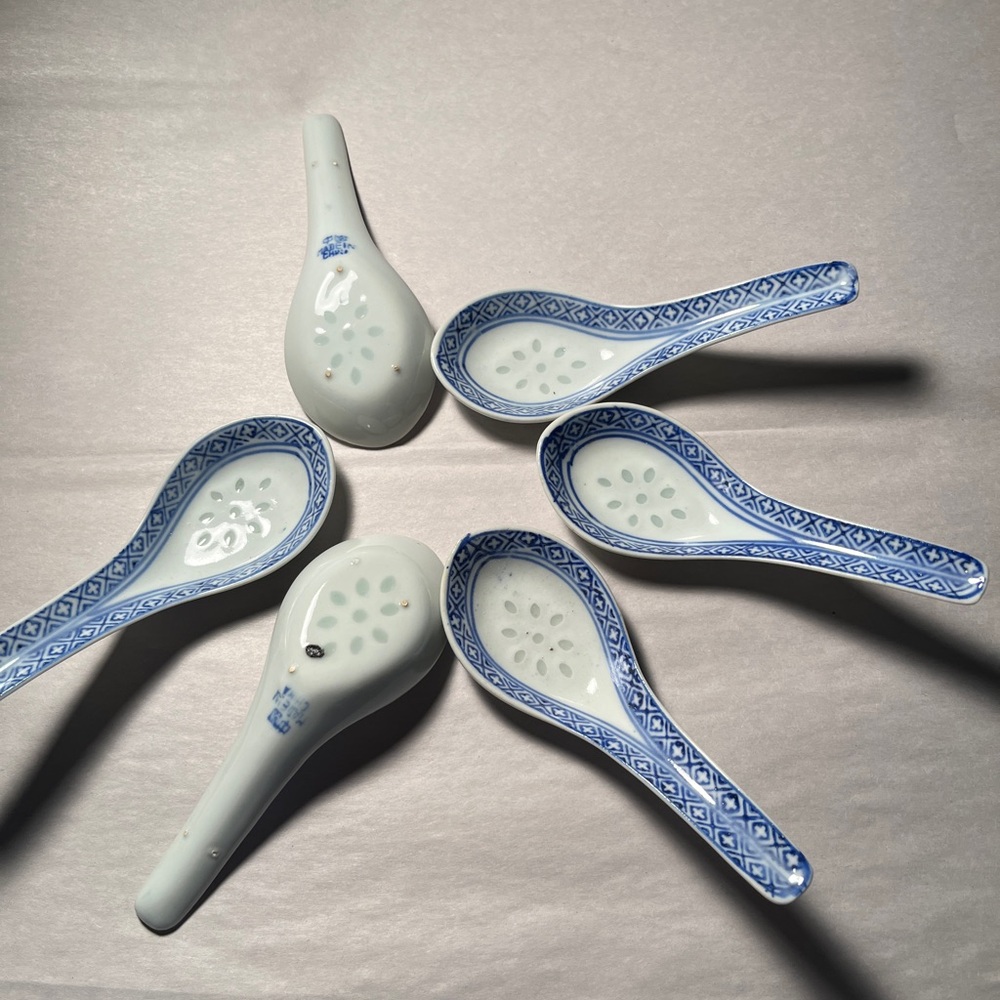 Blue & white serving spoons from China